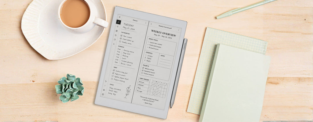 reMarkable tablet on a wooden table 